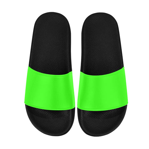 Men's Neon Green Solid Slider Sandals