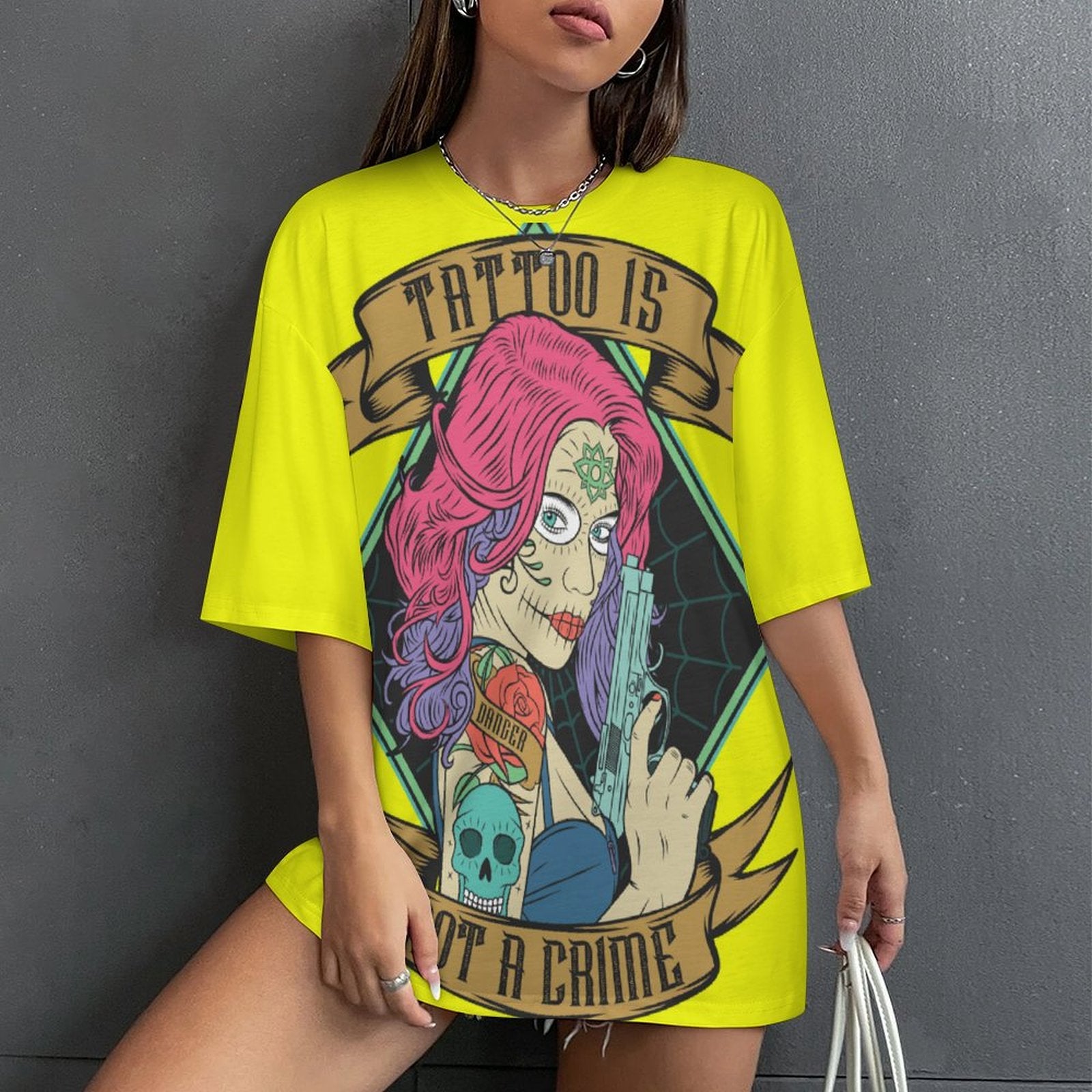 Women's Tattoo Doll Acid & Punk Oversized T-shirt