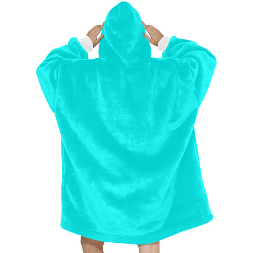 Women's Bright Turquoise Solid Blanket Hoodie