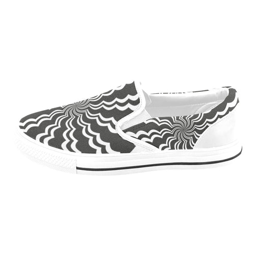 Women's Swirling Grey Vortex Abstract Slip-on Shoes