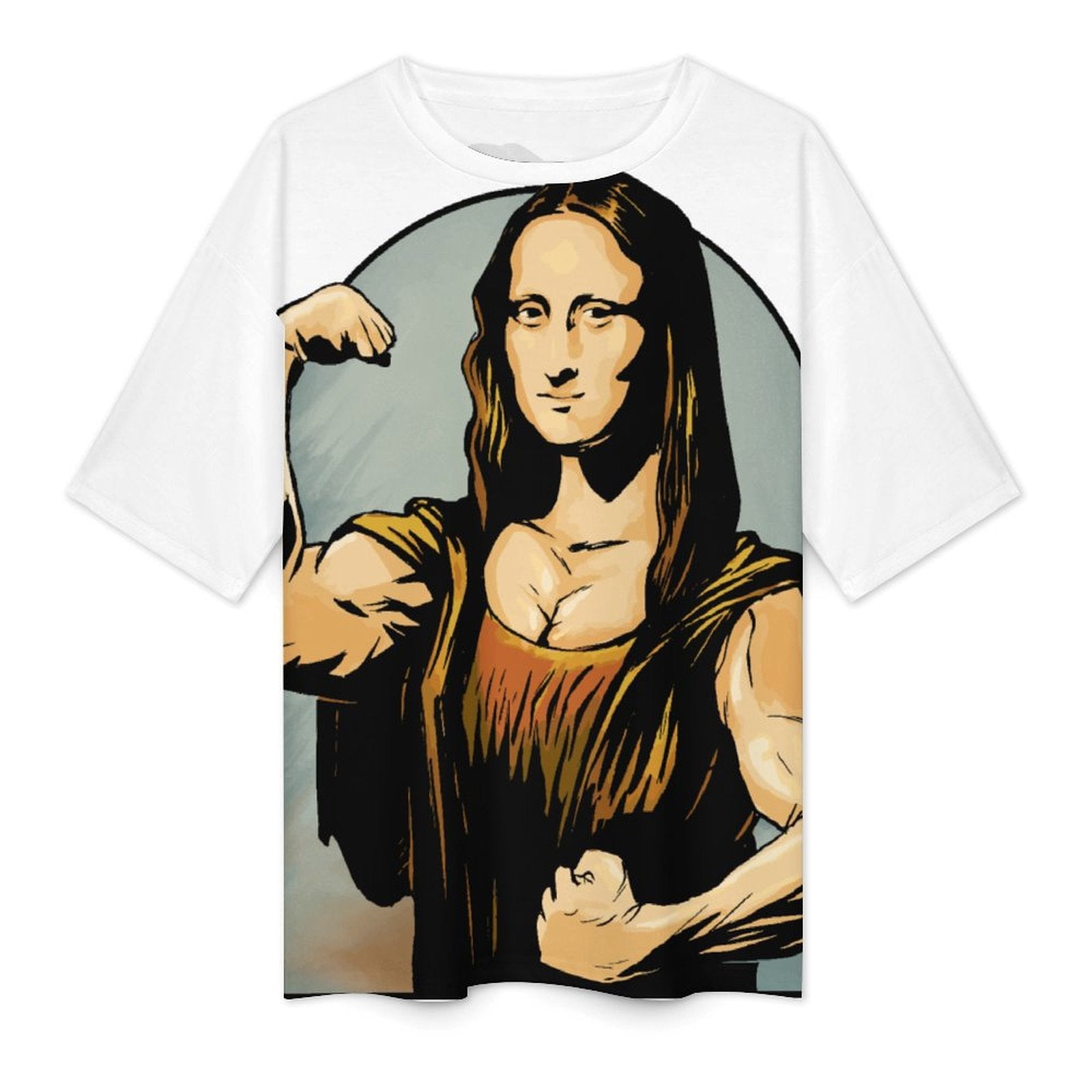 Women's Beefed Up Mona Lisa Abstract Oversized T-shirt