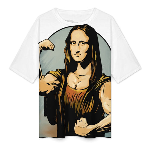 Women's Beefed Up Mona Lisa Abstract Oversized T-shirt