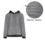 Men's Grey & Black Solid Flannel Hoodie