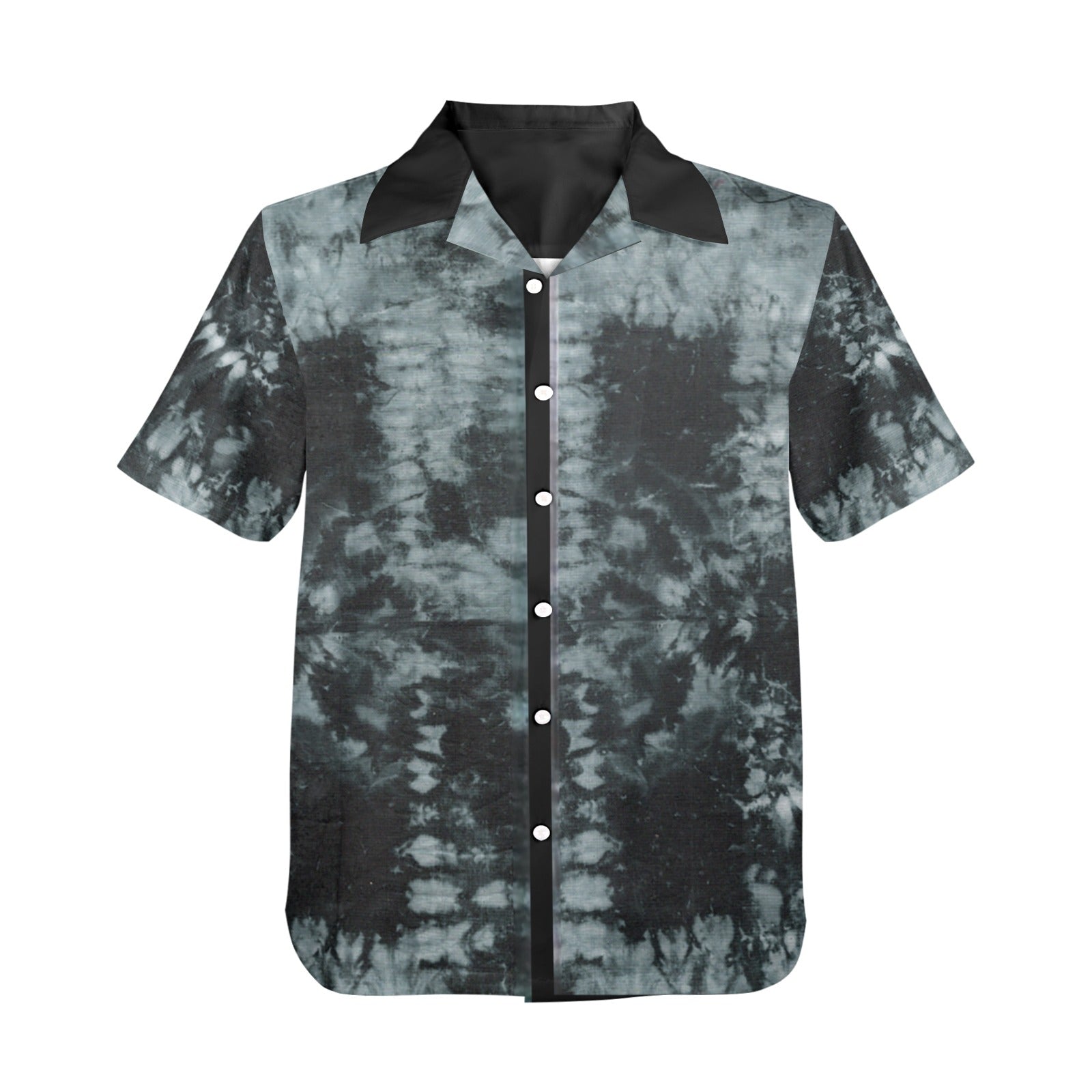 Men's Black Tie-Dye Abstract Half Sleeve Shirt