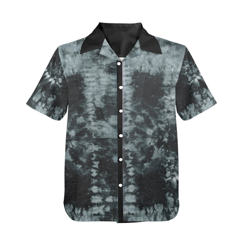 Men's Black Tie-Dye Abstract Half Sleeve Shirt