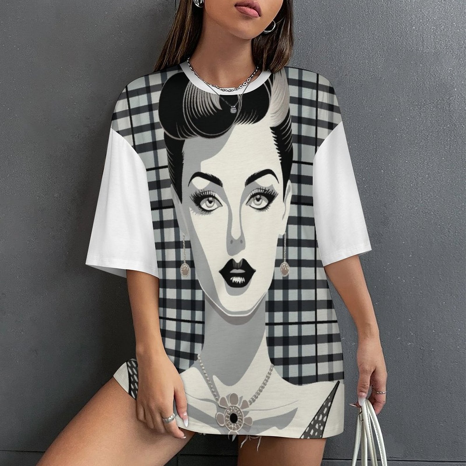 Women's Vintage Pin-up Style Abstract Oversized T-shirt