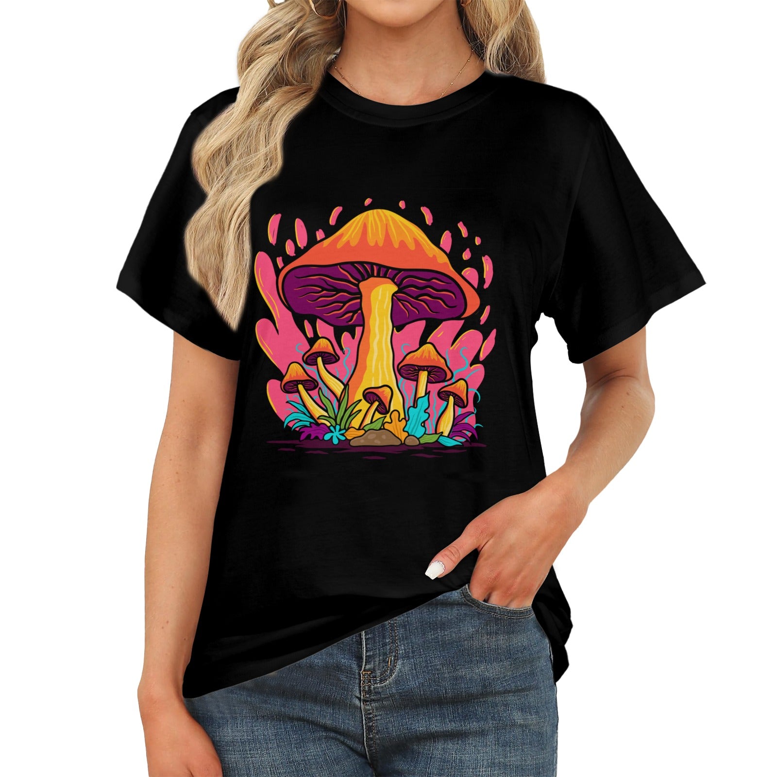 Women's Flaming Mushroom Acid & Punk Classic Fit T-shirt