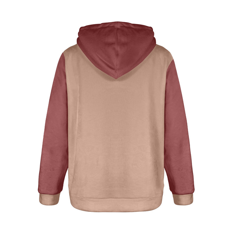 Women's Mocha Mousse & Brown Solid Flannel Hoodie