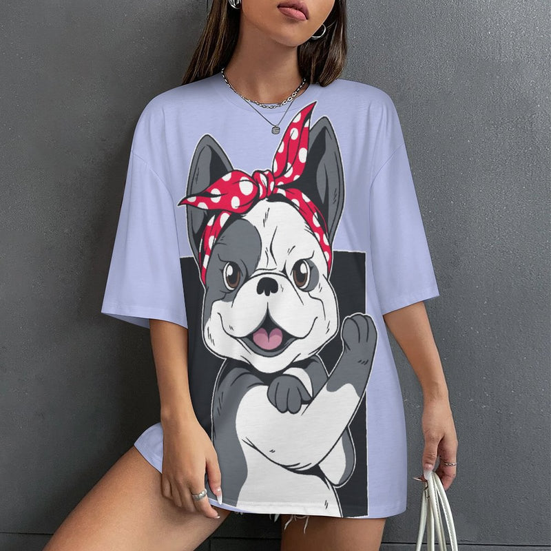 Women's Puppy Power Abstract Oversized T-shirt