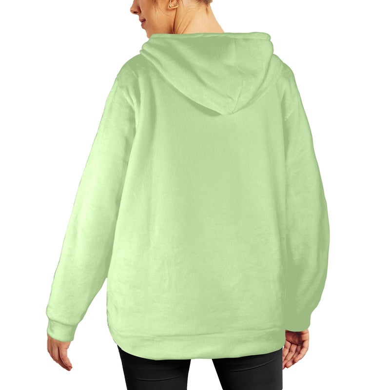 Women's Moss Green Solid Flannel Hoodie