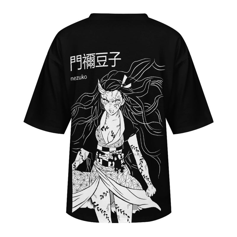 Women's Nezuko Dark Demon Slayer Anime Oversized T-shirt