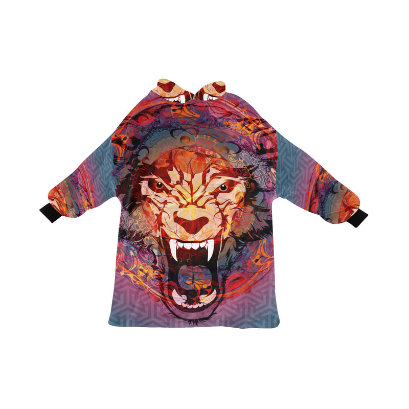 Men's Angry Lion Abstract Blanket Hoodie