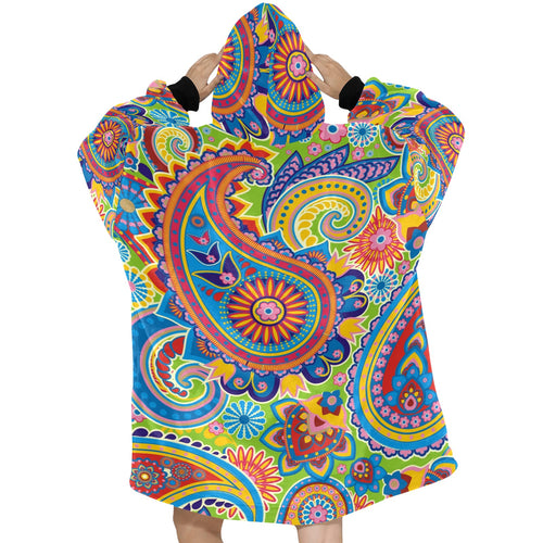 Women's Traditional Asian Paisley Pattern Elements Abstract Blanket Hoodie