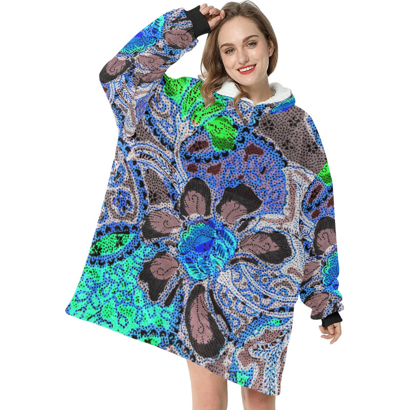 Women's Asian Batik Pattern Abstract Blanket Hoodie