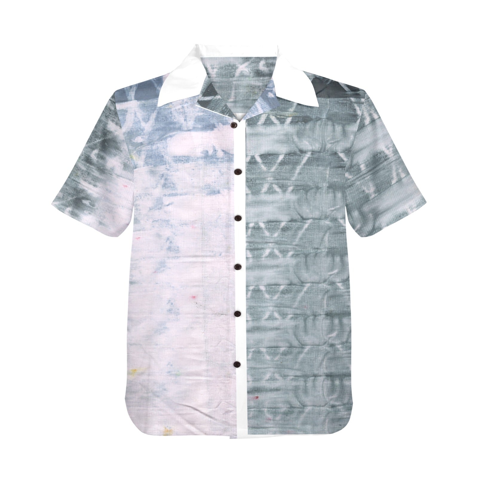 Men's Gray Tie-Dye Abstract Half Sleeve Shirt