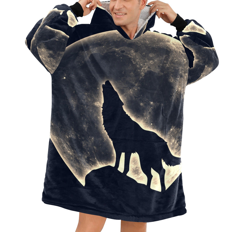 Men's Wolf Moon Abstract Blanket Hoodie