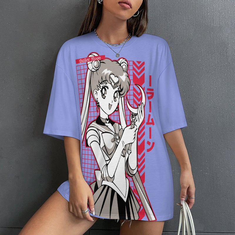 Women's Sailor Moon Fun Mode Anime Oversized T-shirt