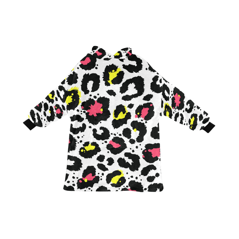Women's White Leopard Abstract Blanket Hoodie