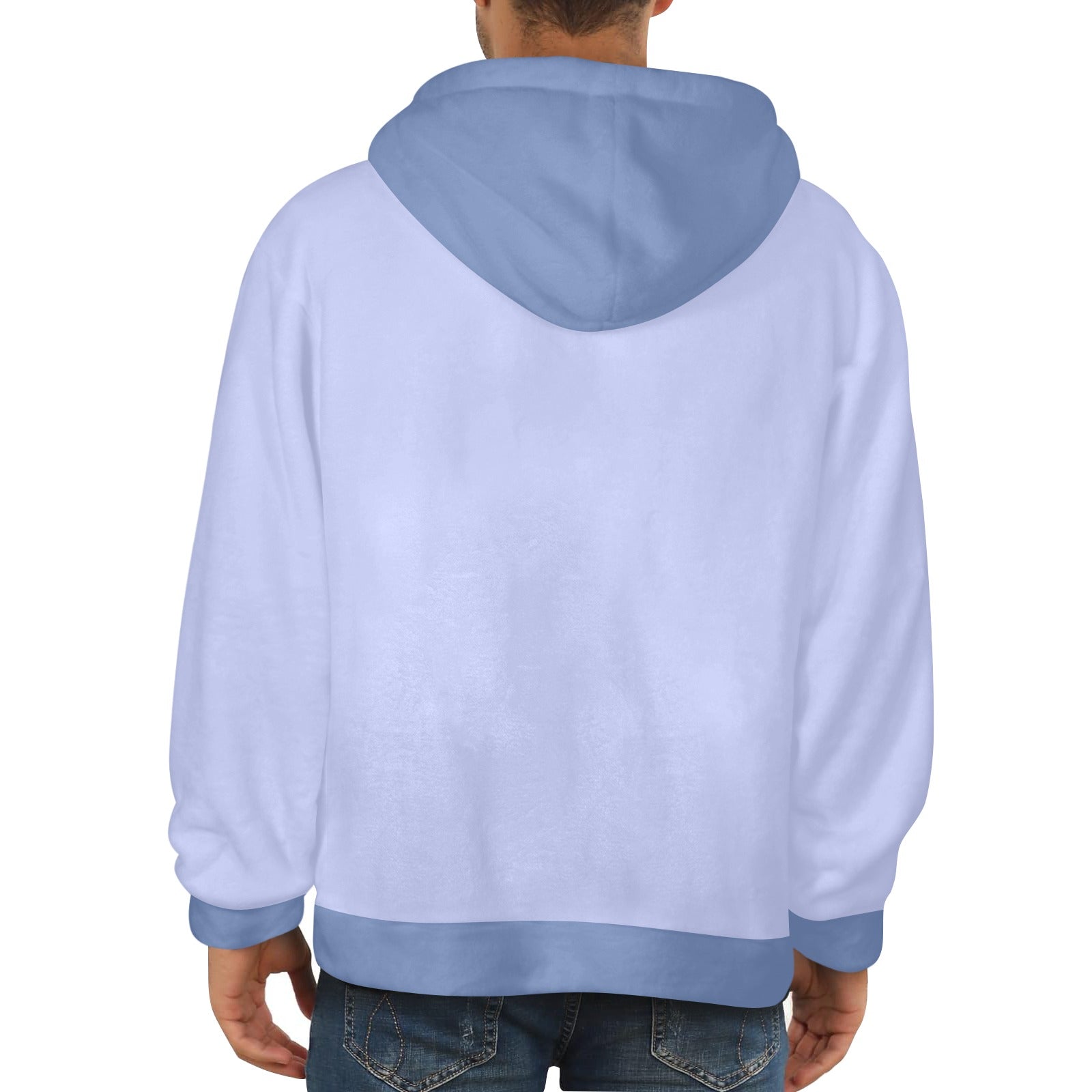 Men's Alice Blue & UCLA Blue Solid Flannel Hoodie