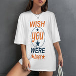 Women's Wish You Were Beer Typography Oversized T-shirt