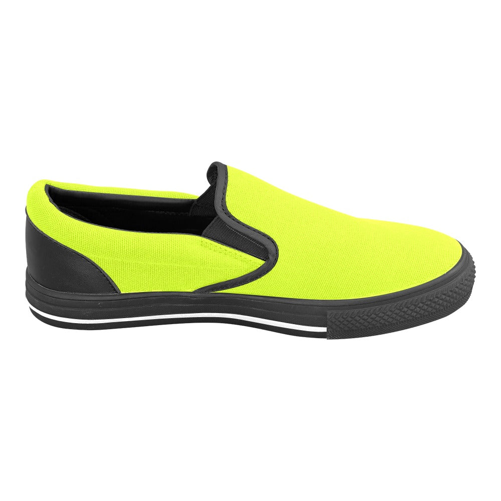 Women's Fluorescent Yellow Solid Slip-on Shoes