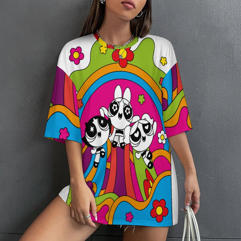 Women's Powerpuff Girls Anime Oversized T-shirt