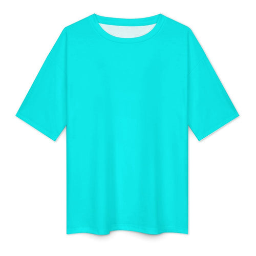 Women's Bright Turquoise Solid Oversized T-shirt