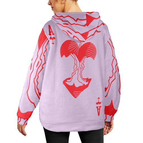 Women's 'A' Card Abstract Flannel Hoodie