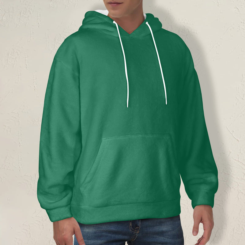 Men's Bottle Green Solid Flannel Hoodie