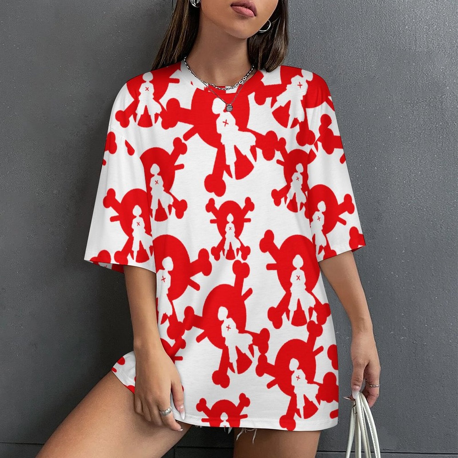 Women's Luffy One Piece Silhoutte Anime Oversized T-shirt