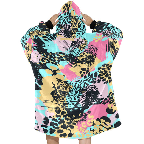 Women's Abstract Leopard Print Blanket Hoodie