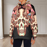 Women's Trippy Mushroom Skull Acid & Punk Flannel Hoodie