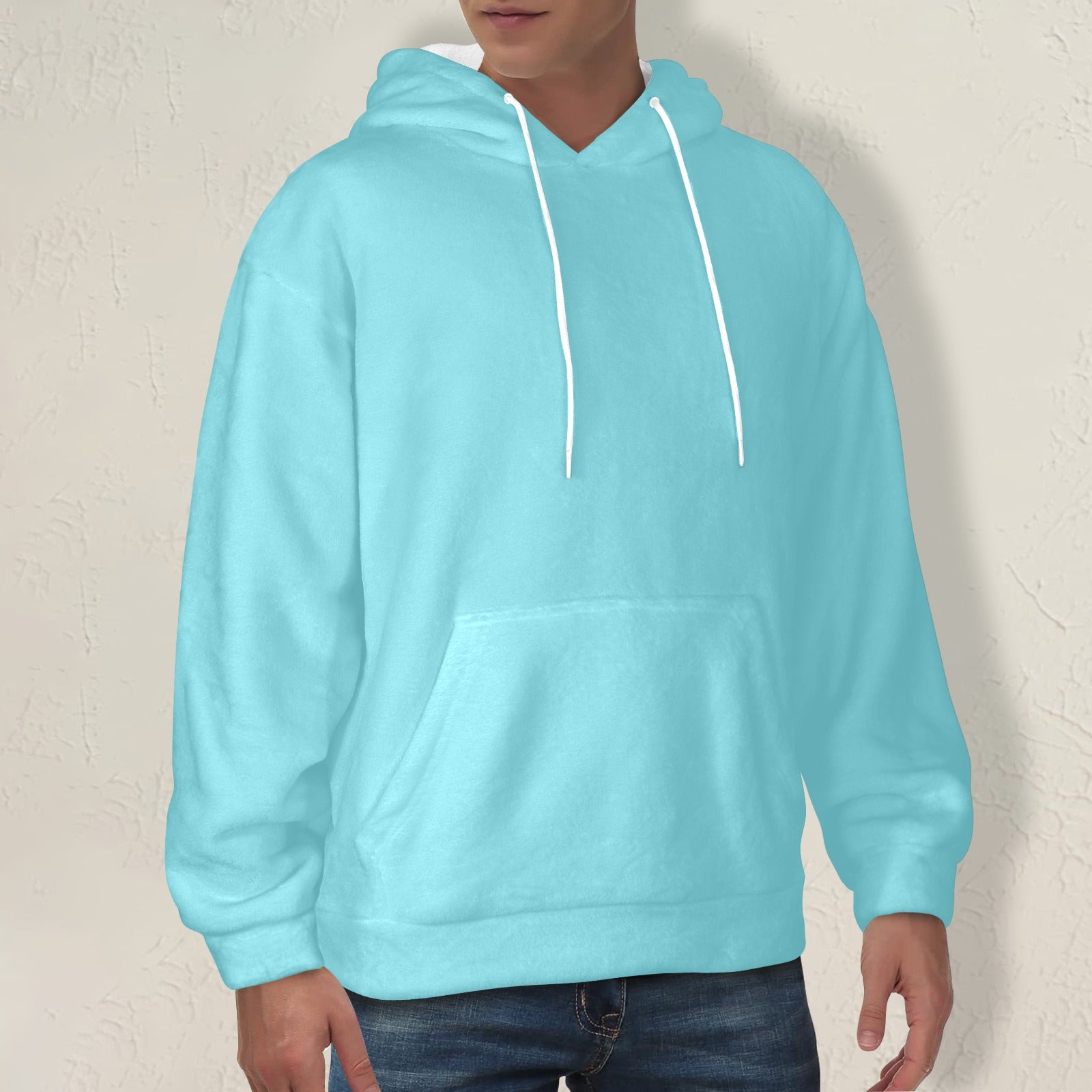 Men's Blizzard Blue Solid Flannel Hoodie