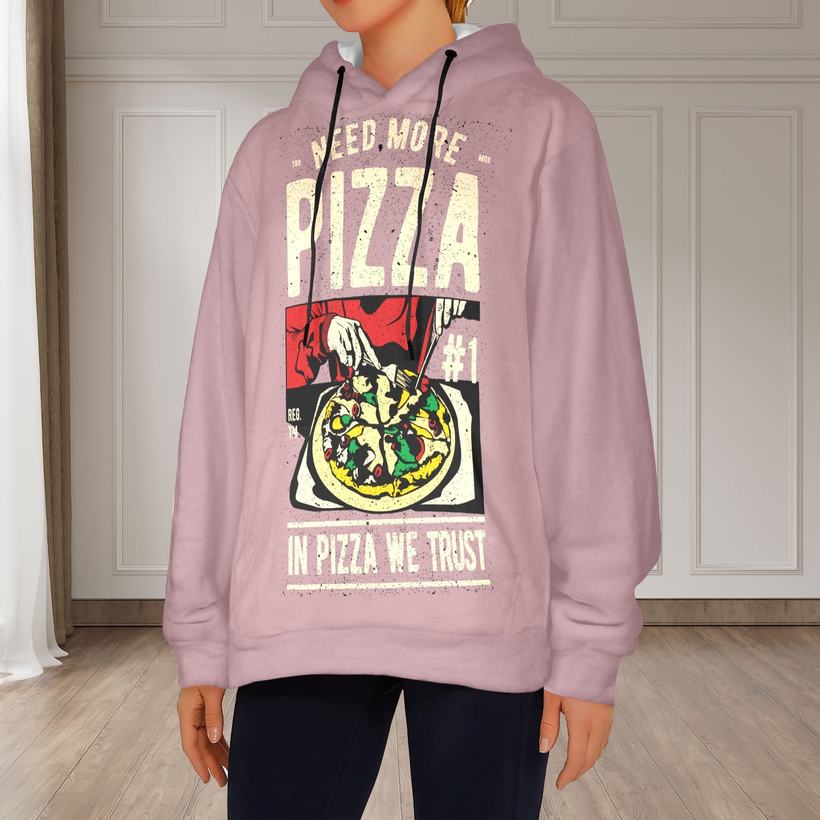 Women's Pizza Fan Abstract Flannel Hoodie