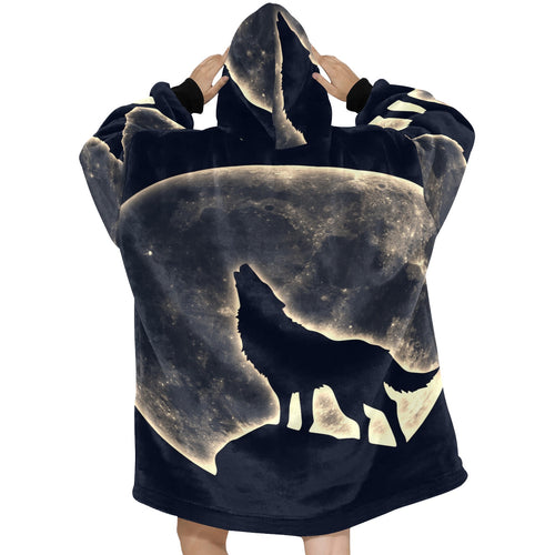 Men's Wolf Moon Abstract Blanket Hoodie