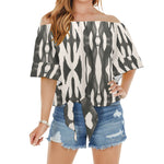 Women's Abstract Art Acid & Punk Shoulder Knot Front Blouse Top
