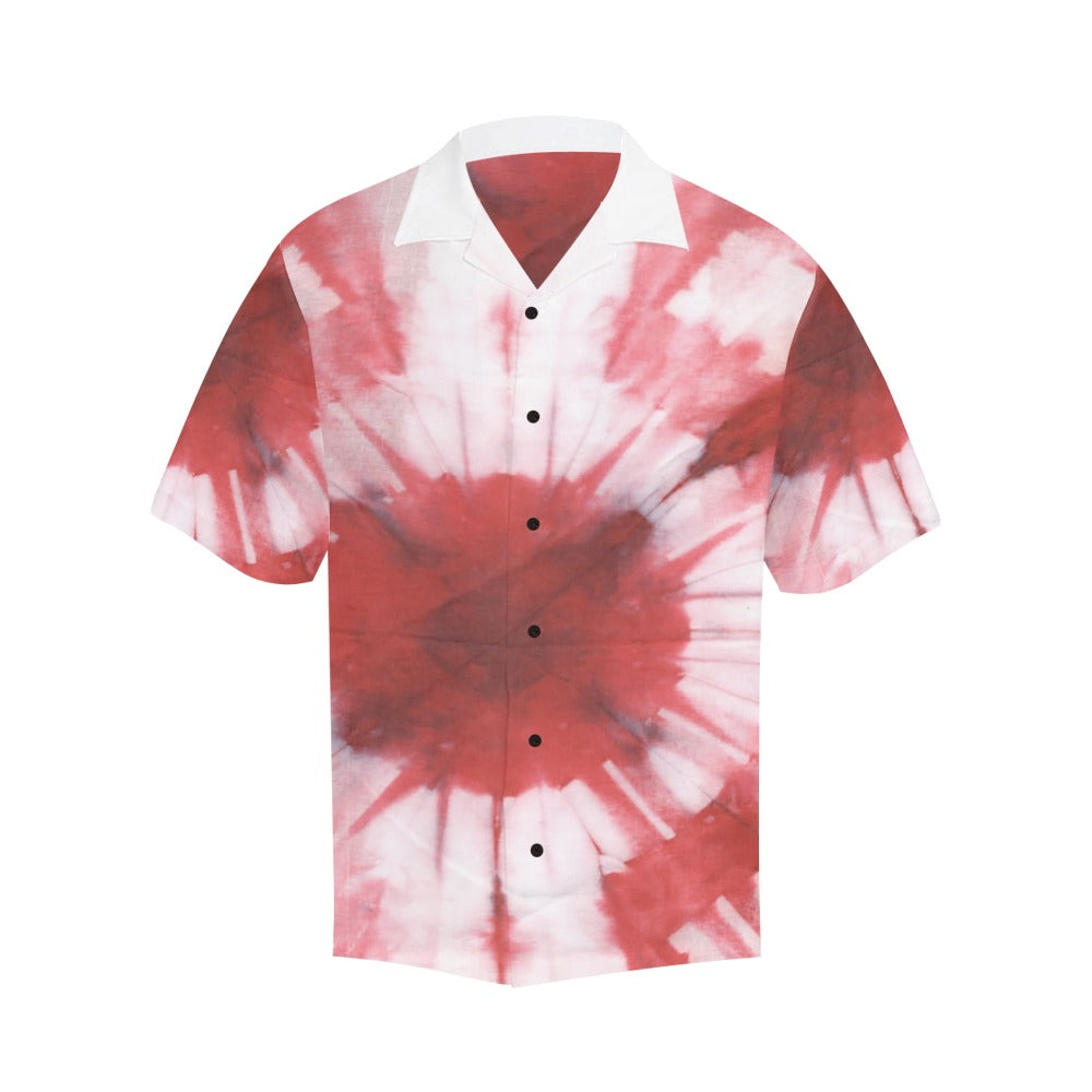 Men's Red Tie-Dye Abstract Half Sleeve Shirt