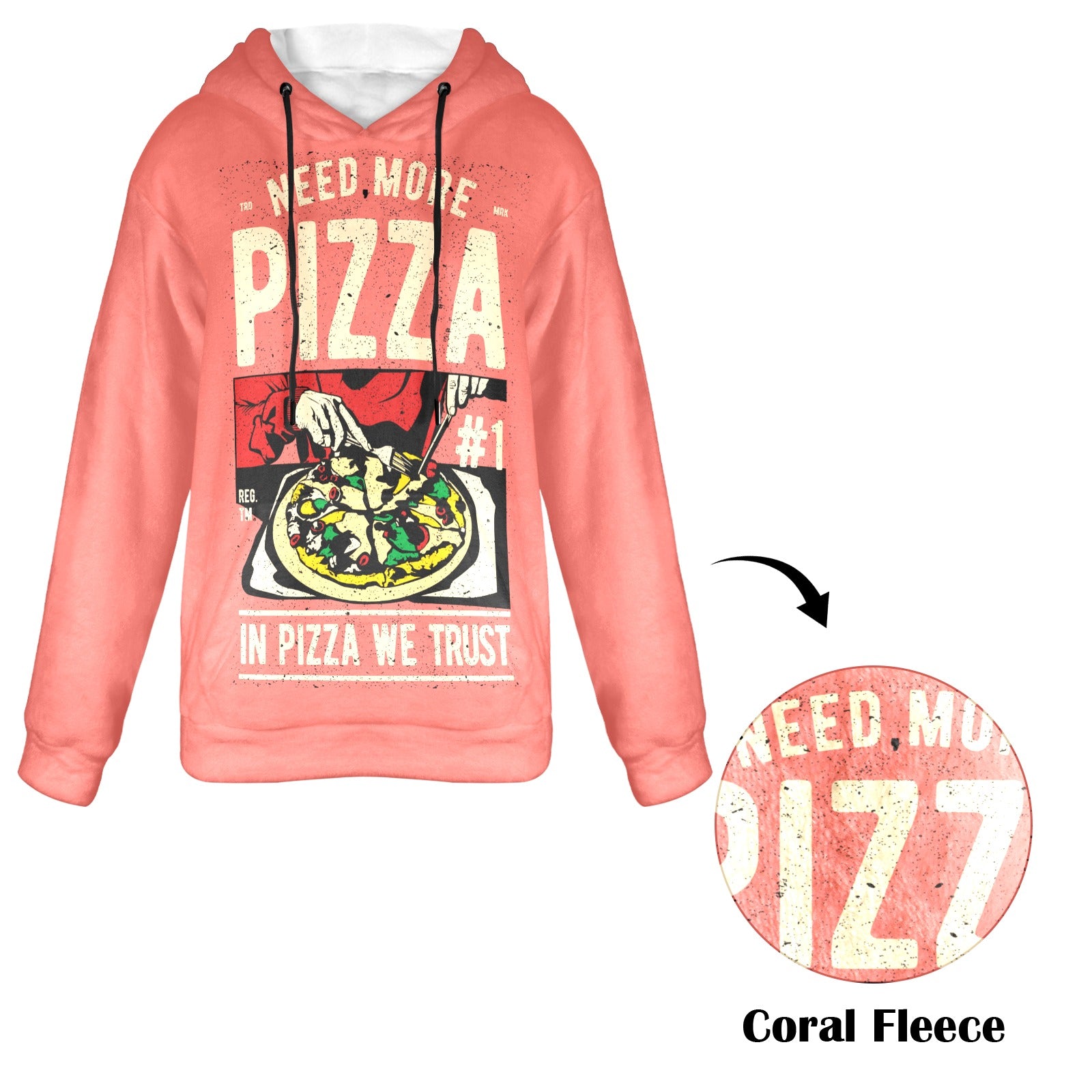 Women's Pizza Fan Abstract Flannel Hoodie