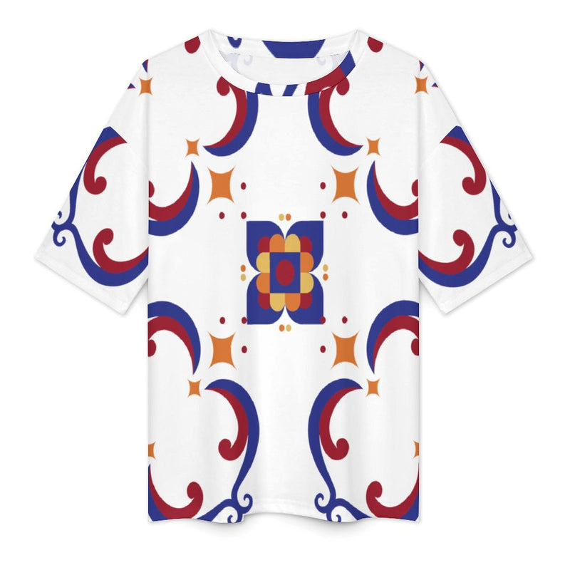 Women's Geometric Pattern Acid & Punk Oversized T-shirt