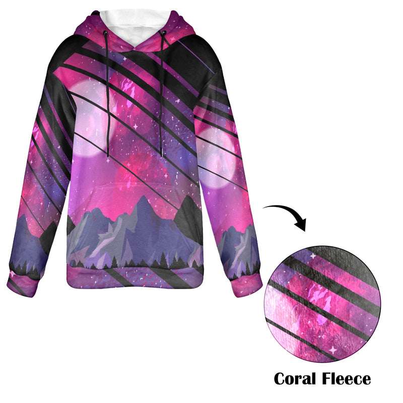 Women's Cosmic Terrain Abstract Flannel Hoodie