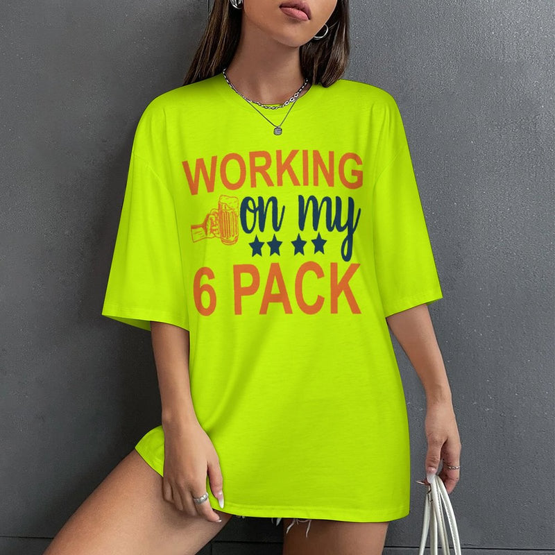 Women's 6 Pack Typography Oversized T-shirt