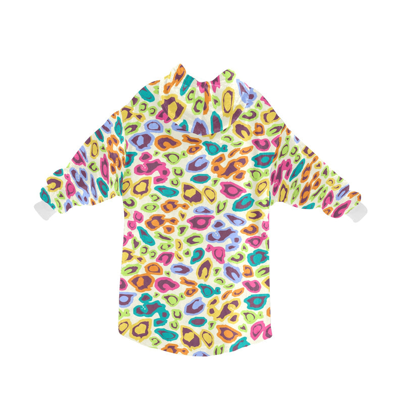 Women's Colorful Cheetah Print Abstract Blanket Hoodie