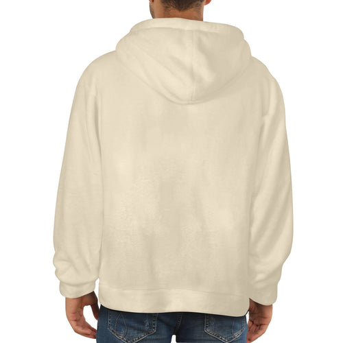 Men's Cream Yellow Solid Flannel Hoodie