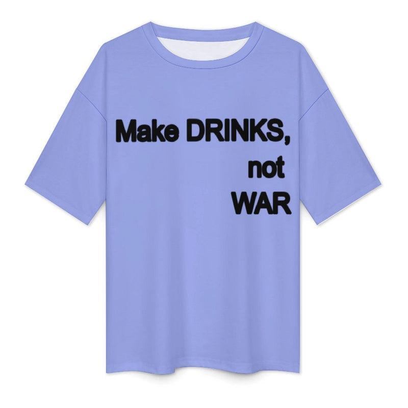 Men's Make Drinks Not War Typography Oversized T-shirt