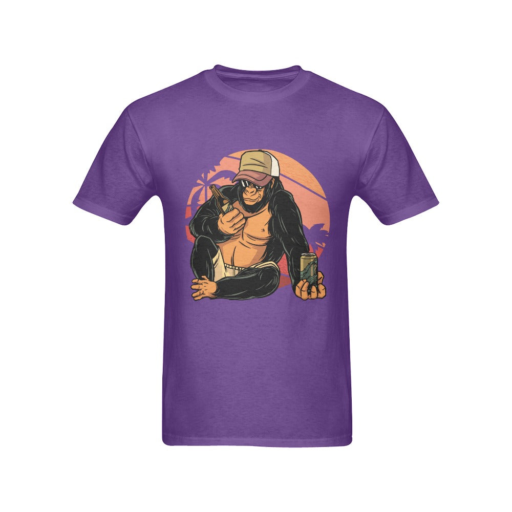Men's Monkey With Wine Streetwear Classic Fit T-shirt