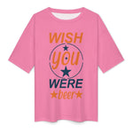 Women's Wish You Were Beer Typography Oversized T-shirt