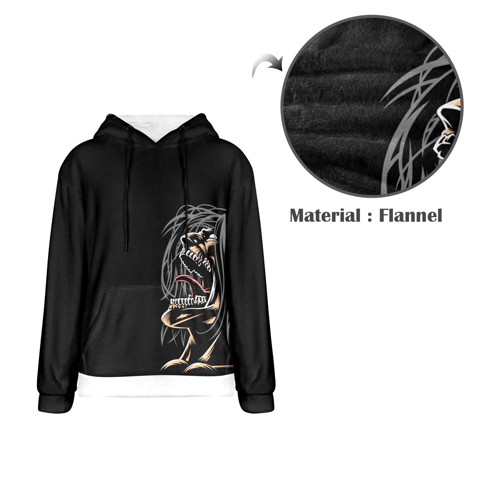 Men's Titan Face Attack on Titan Anime Flannel Hoodie