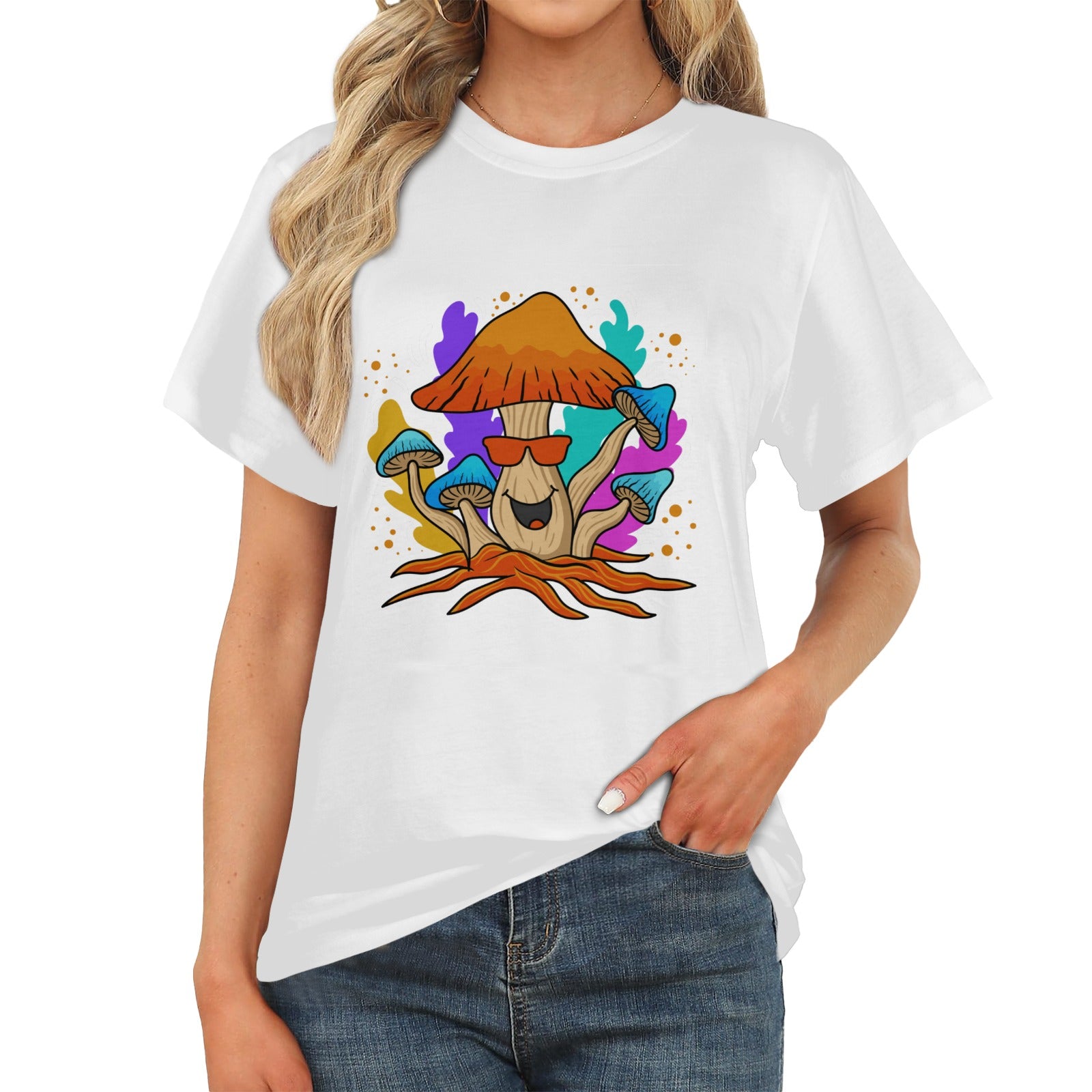 Women's Happy Mushroom Acid & Punk Classic Fit T-shirt