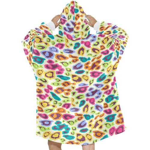 Women's Colorful Cheetah Print Abstract Blanket Hoodie