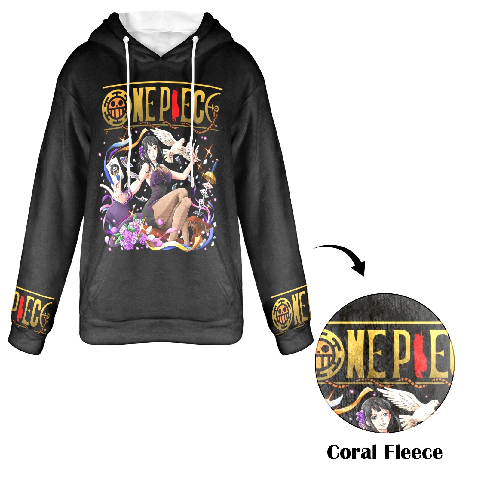 Women's One Piece Art Anime Flannel Hoodie